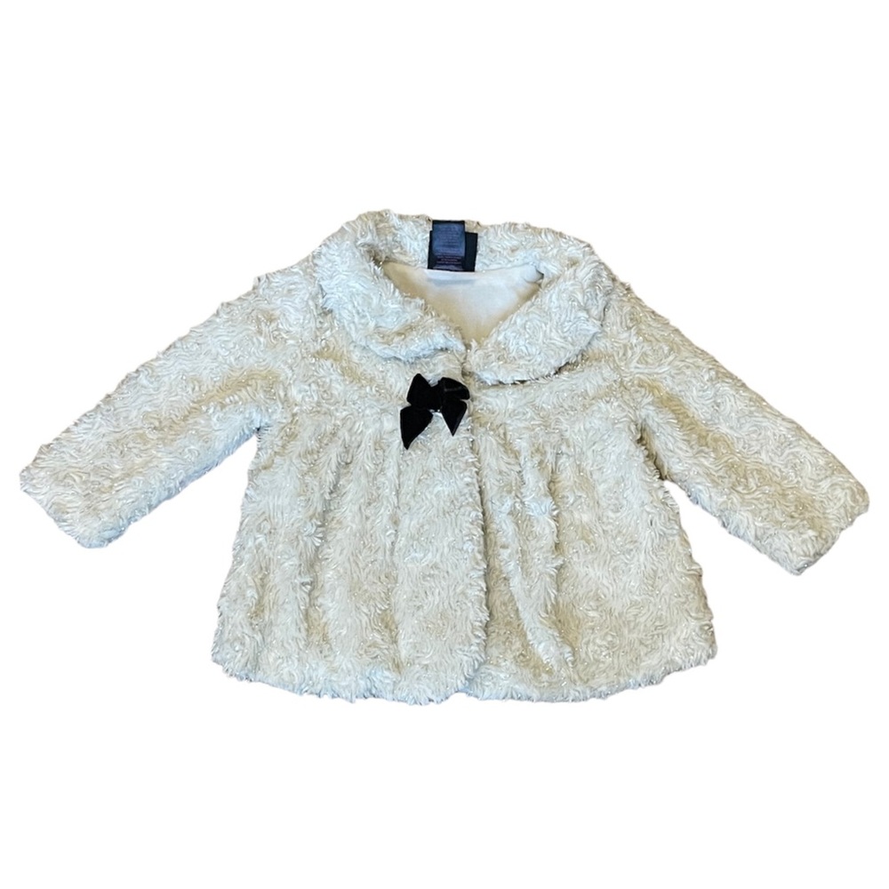 Girls rule ivory furry coat. 18M